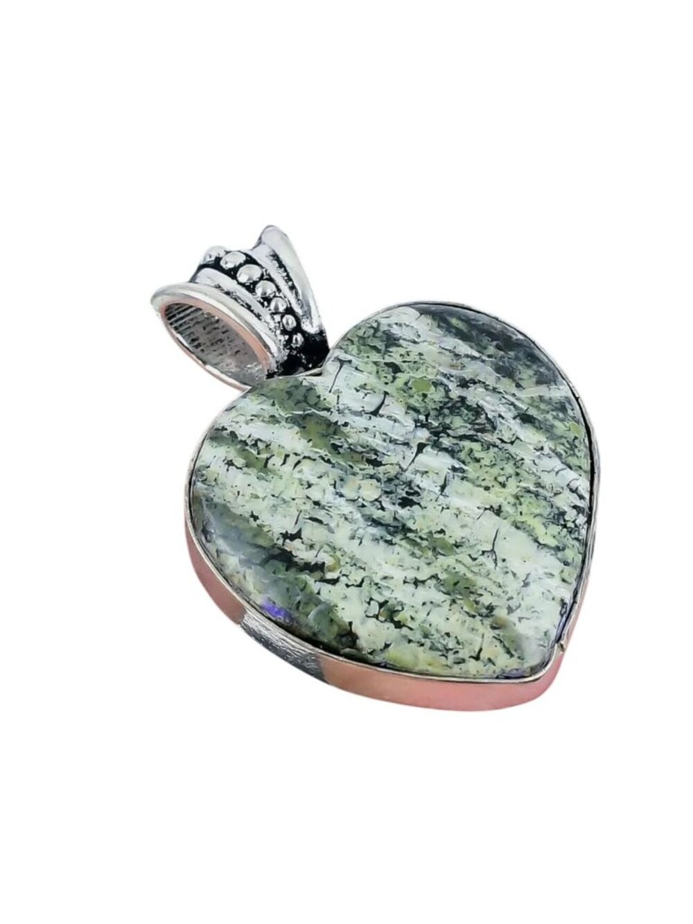 Heart-Shaped Swiss Opal Silver Plated Pendant
